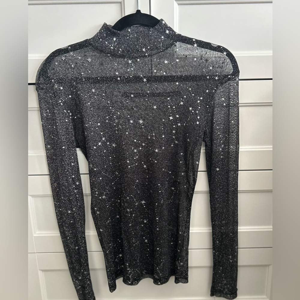 Black Starry Sheer Women's Top